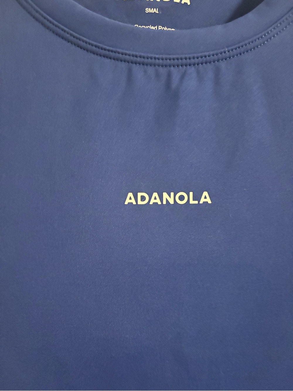 ADANOLA Ultimate Curved Hem Stretch Woven Short Sleeve Logo Top College Blue S - Picture 4 of 6